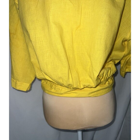 Vintage 80's  Hari tie front floral painted blouse, gathered back medium - Picture 5 of 7